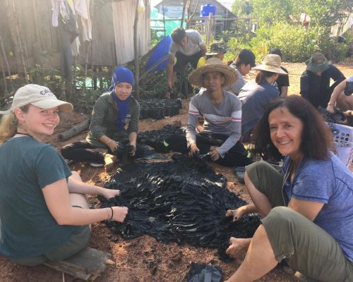 Preparing soil to plant the mangrove seed