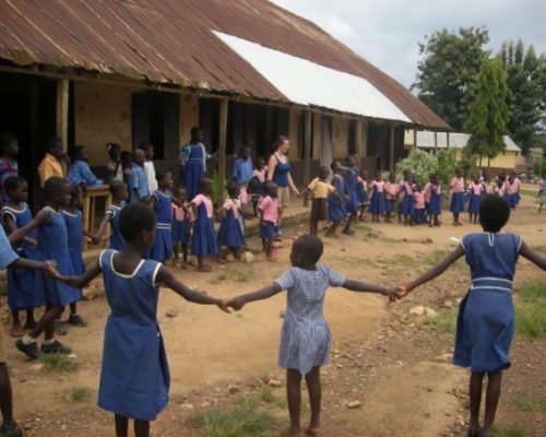 playing outside in the school