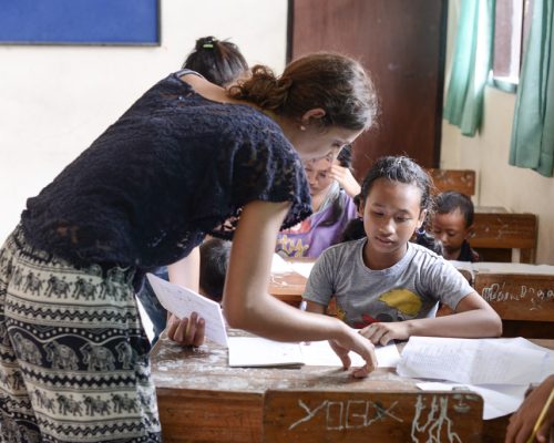 teacher with student