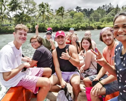 sitting on a boat