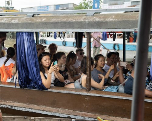 Volunteers are on the local boat