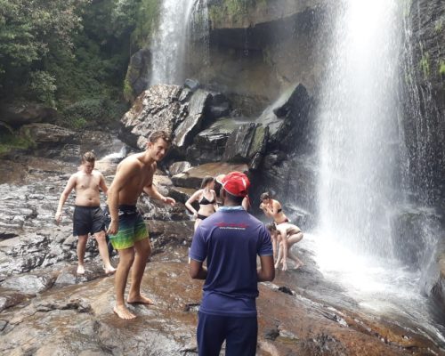 Waterfall swimming