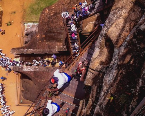 climbing up sigiriya