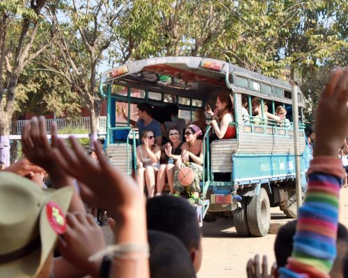 the long good-by volunteers departing the school in thailand