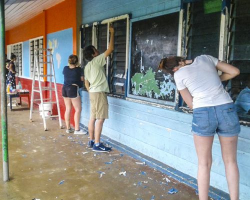 painting classroom wall