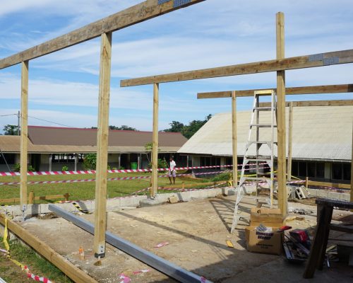 construction site where volunteers work