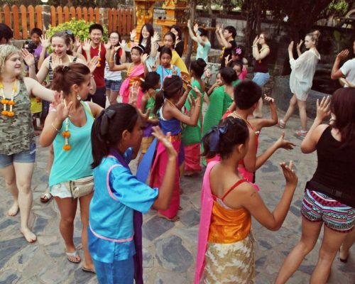 volunteer enjoying welcome ceremony in thailand