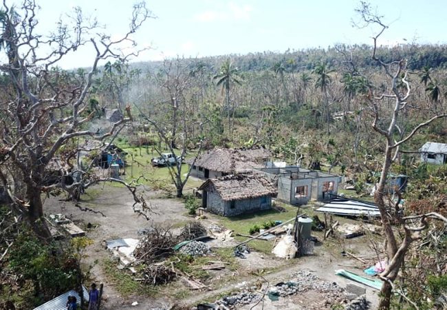 view from above of cyclone harold damage