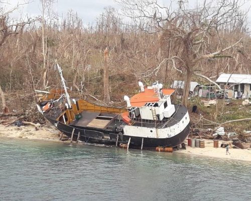 boat washed up on shore