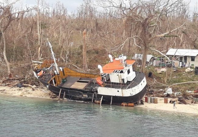 boat washed up on shore