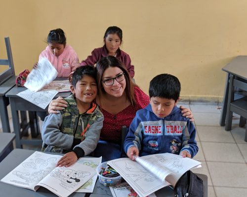 colouring with the children