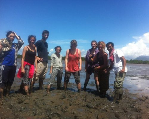 volunteers stuck in the mud!