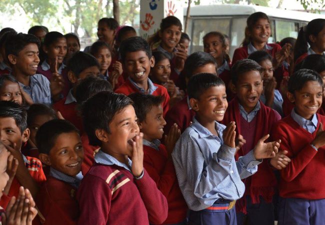 school children in bodhgaya