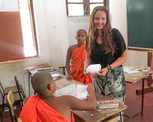 teaching monks in classroom