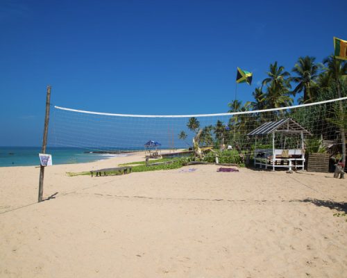 volleyball net on beach in Ambalangoda