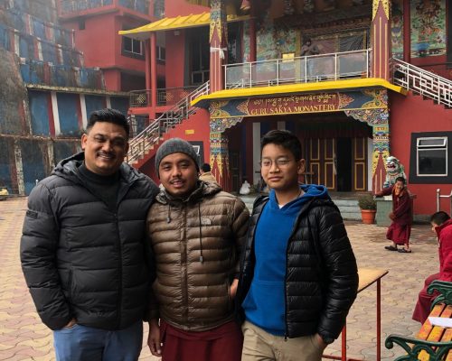 volunteers at monastery