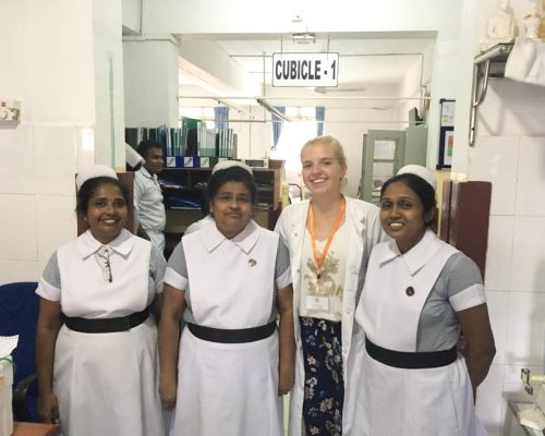 with nurses in Sri Lanka