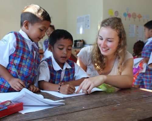 with students at desk